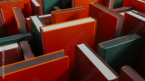 Discovering knowledge within colorful books surrounded by shadows