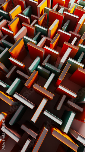 Discovering knowledge within colorful books surrounded by shadows