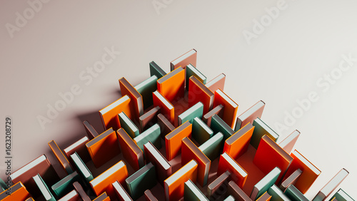 Discovering knowledge within colorful books surrounded by shadows