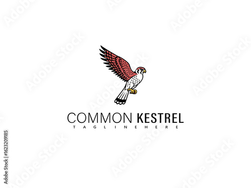 Black and white vector of a soaring kestrel in dynamic diagonal flight, created for nature-focused poster designs, modern bird art, and elegant visual storytelling projects.

