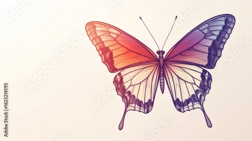 Detailed illustration of a butterfly with vibrant colors.