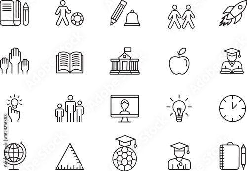 Outline Icon Set for Education and Knowledge Concepts