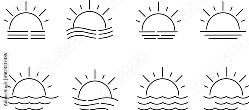 Hand drawn sun set of icons