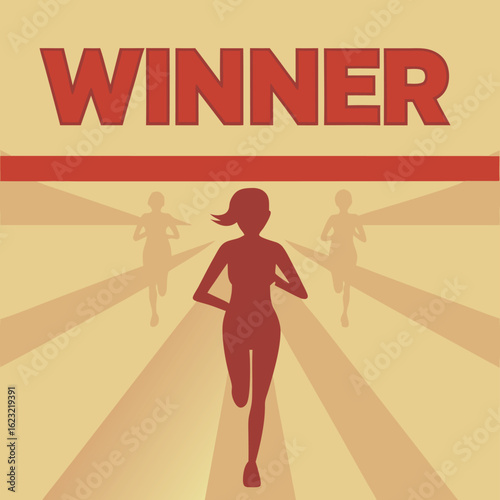 Winning Female Runner Silhouette in a Race Competition