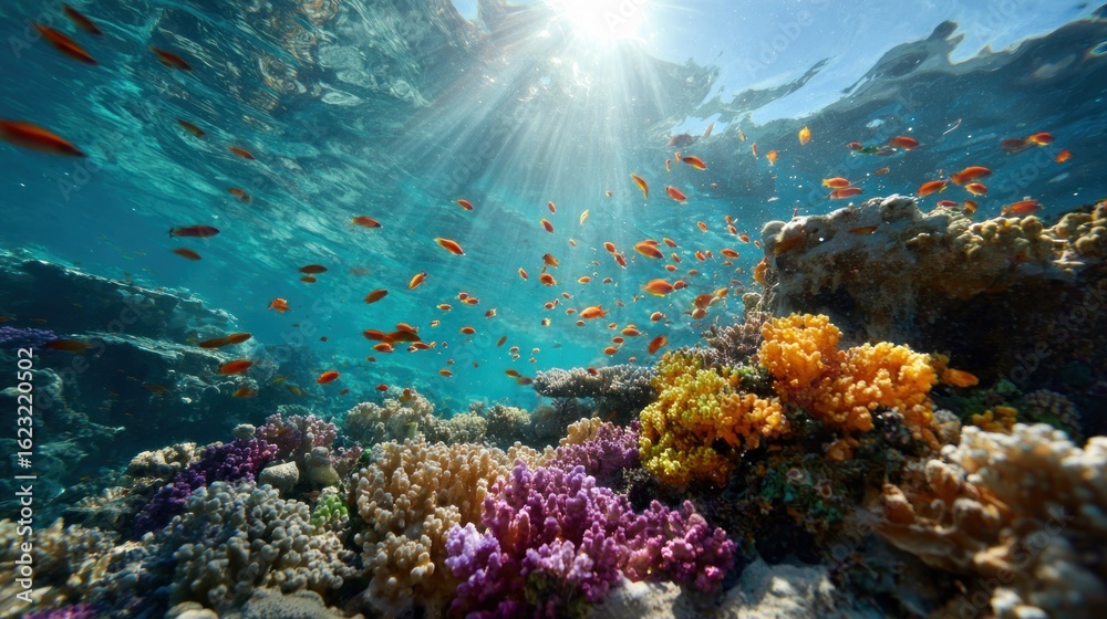 Obraz premium Vibrant coral reef teeming with fish (2)