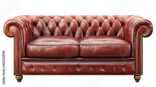 Modern Leather Chester Sofa Vector Drawing for Interior Design Inspiration