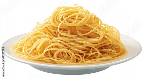 Delicious Plate of Spaghetti on White Background for Culinary Design Projects