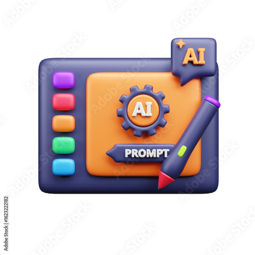 AI tech 3d ui icon