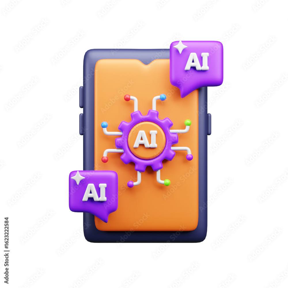 AI tech 3d ui icon AI tech 3d ui icon