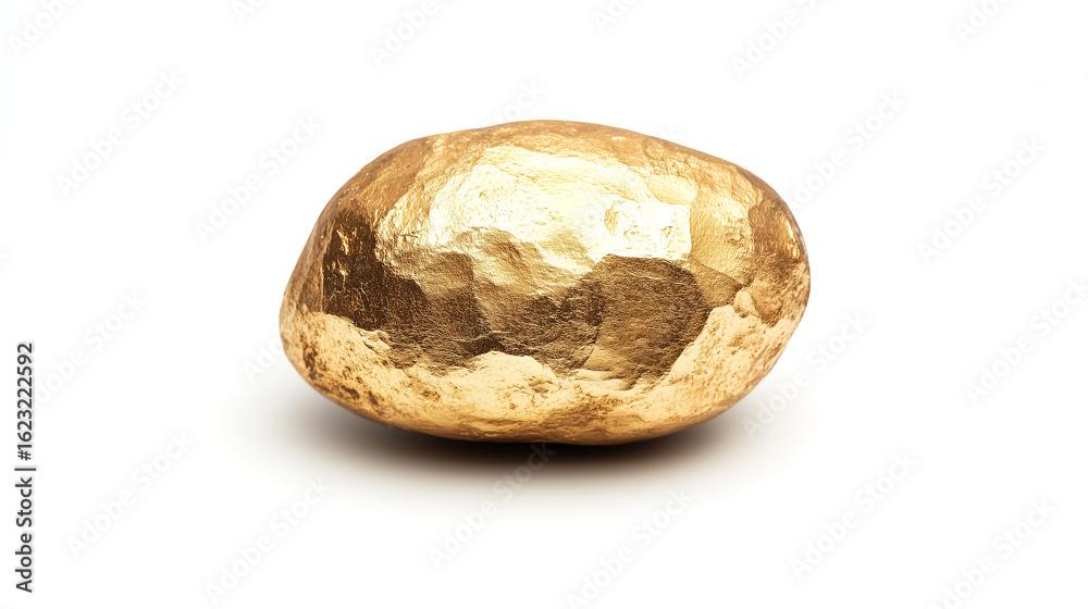 Obraz premium Uneven golden potato with glossy texture on a white background