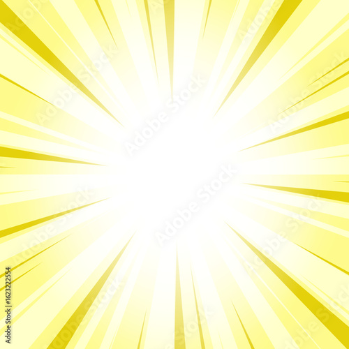 Abstract Citrine Yellow Sunburst Background with Glowing Light Rays. Yellow Glowing Effect Sunburst Background for Presentation, Banner, Poster, Flyer, Sales. Pop Art Background for Summer Themes.
