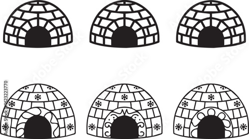 hand drawn ice igloo vector illustration with snowy winter landscape and arctic architectural design
