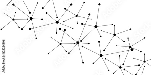Abstract geometric background with connecting dots and lines with low poly triangle shapes. Minimal monochrome molecular structure or digital data mesh pattern science, technology, blockchain.