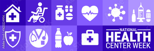 National Health Center Week Geometric shape pattern background, banner or poster design template. observed every year in August. Holiday concept. Use to any Template, card, poster, placard, template.