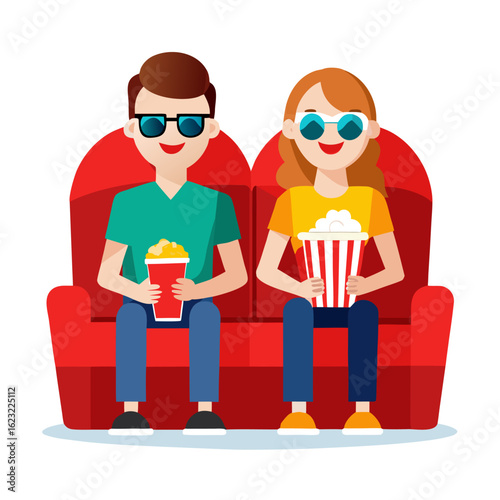 Couple enjoying a romantic evening at the theater