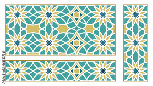 Intricate geometric patterns with floral motifs islamic