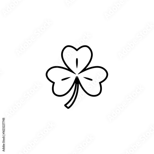 A minimalist illustration of a four-leaf clover on a transparent background, symbolizing good luck