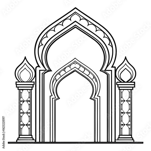 Islamic archway with ornate columns architecture