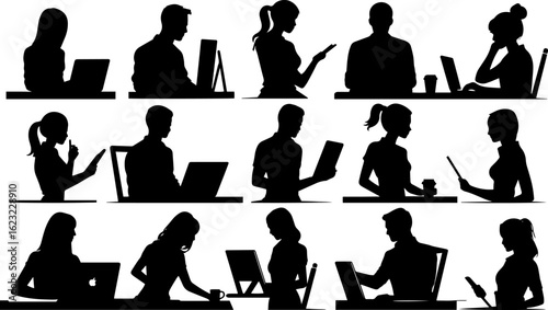 Business People Silhouette Set – Black Vector Collection of Professional Human Figures
