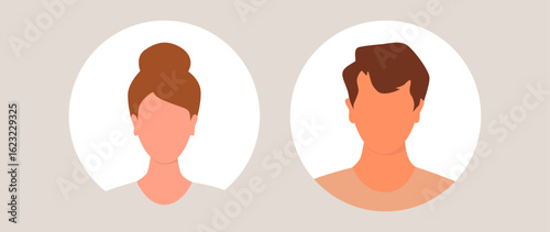 Vector flat illustration. Avatar, user profile, face icon, gender neutral silhouette, profile picture in color. Suitable for social media profiles, icons, splash screens and as a template.