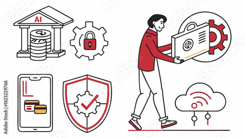 Ai banking security with cloud technology and data protection for financial services and mobile payments app