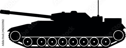 tank silhouette vector, military tank isolated, tank black symbol