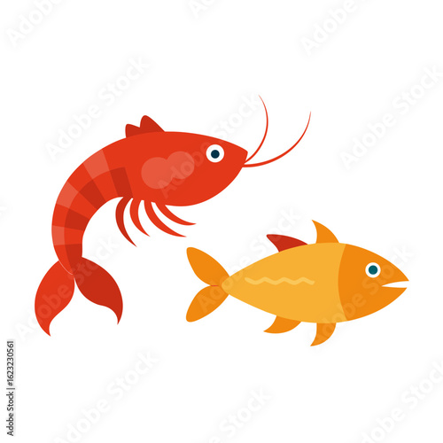 red fish on white background