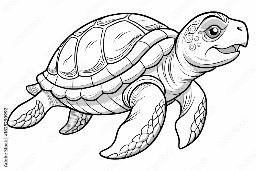 Fototapeta premium coloring page line art the loggerhead turtle black vector