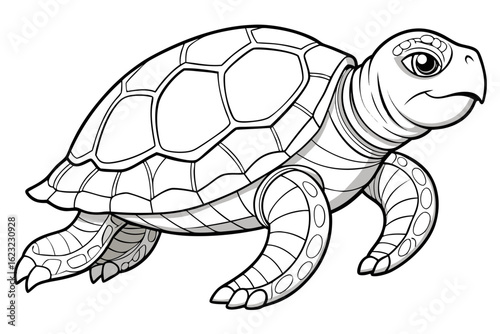 coloring page line art the loggerhead turtle black vector
