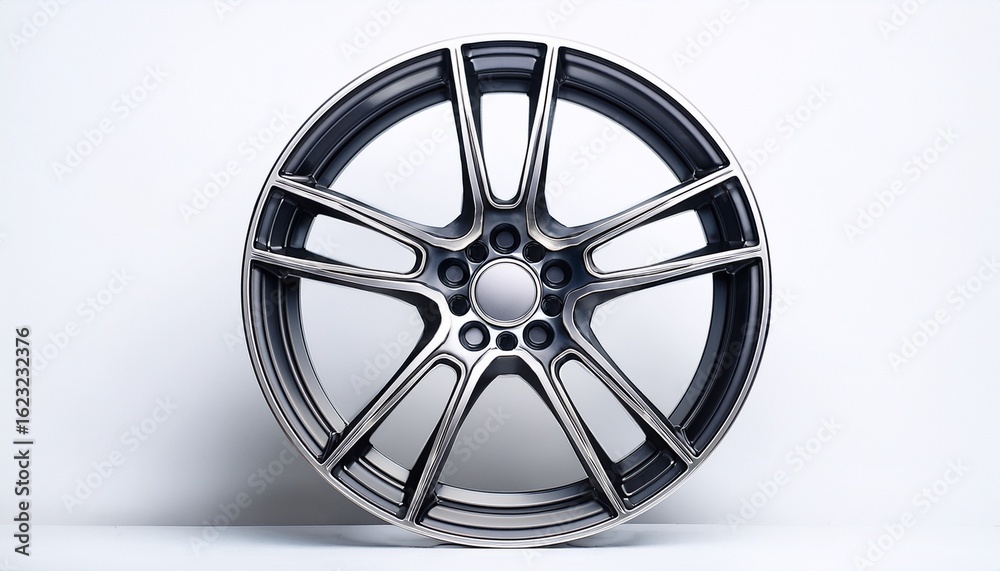 Naklejka premium car alloy wheel rotating on white background