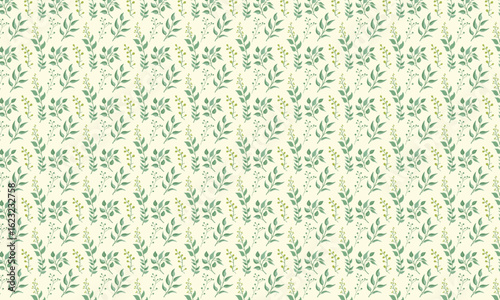 Green foliage branches on cream background leaves botanical