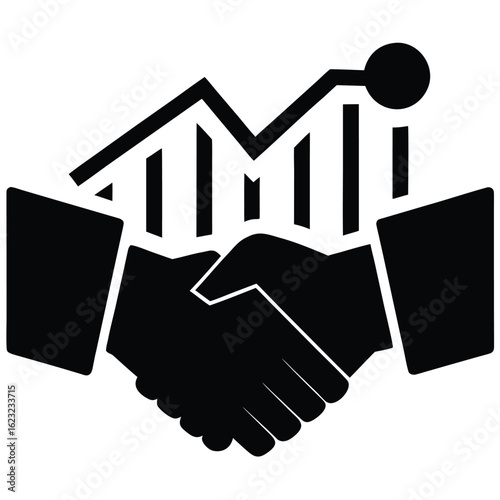 Handshake with financial graph silhouette agreement business
