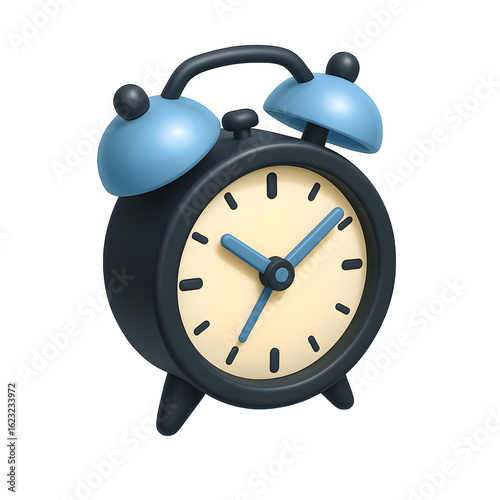 3D Alarm Clock Icon with Bell
