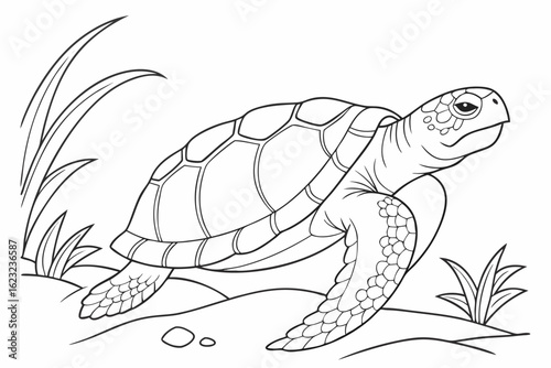 coloring page line art the snapping turtle black vector