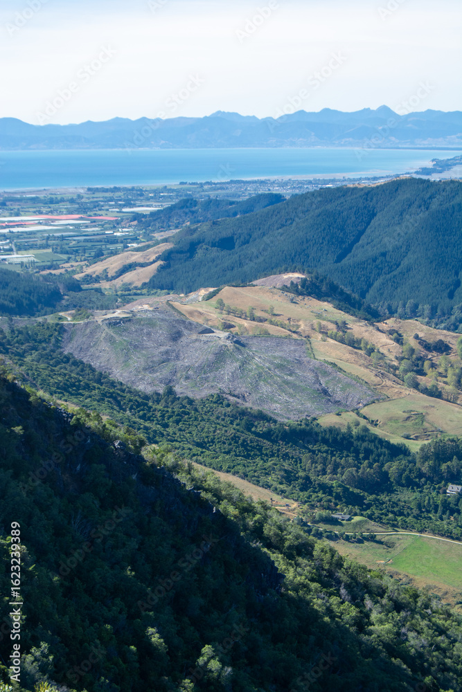 Fototapeta premium Panoramic Landscape of Hills and Water