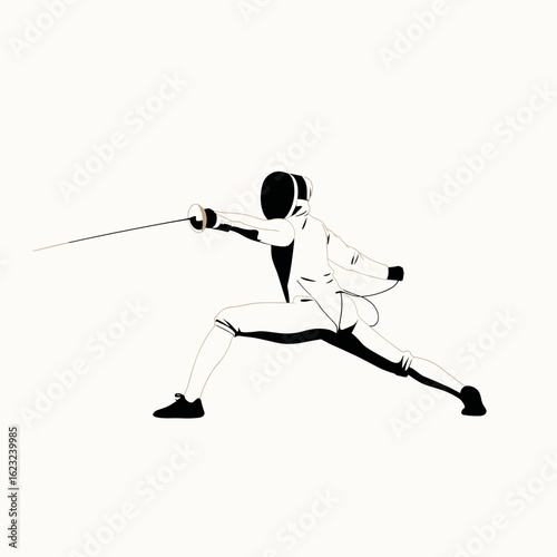 A Fencer Engaging in a Dynamic Action Pose.