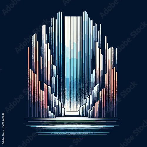 Abstract sculpture of two figures inside a geometric structure reflecting connection and duality