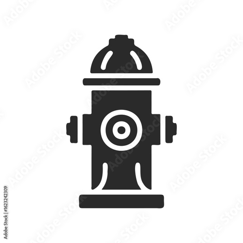 Black fire hydrant icon illustration on white background