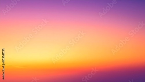 A gradient sky transitions from purple to orange and yellow.