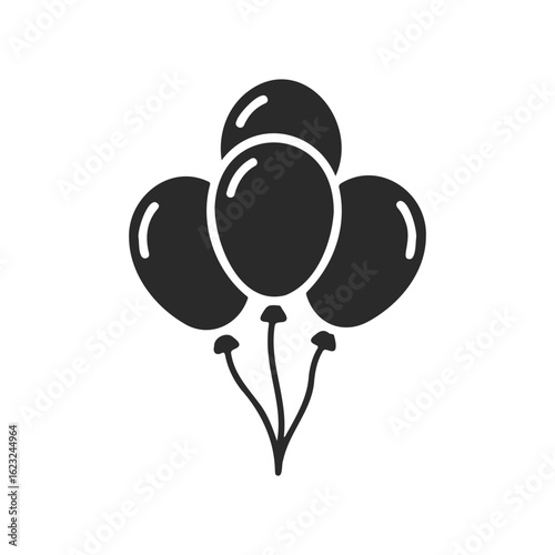 Black and white balloon icon illustration: simple party celebration symbol