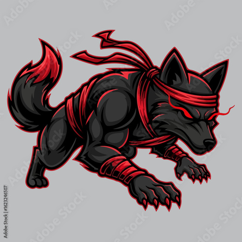 Wallpaper Mural Ninja style shadow fox mascot logo Torontodigital.ca