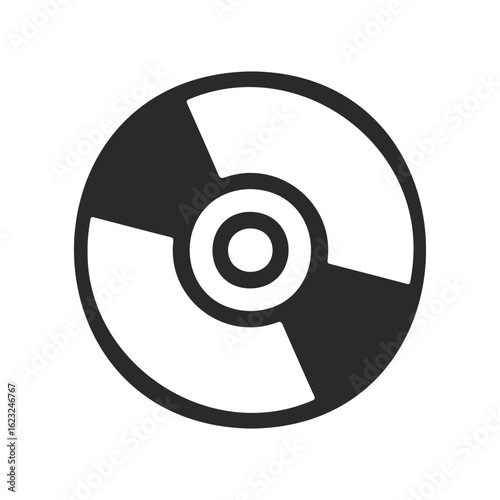 Simple black and white cd or dvd icon on white background