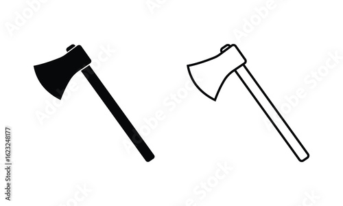 Axe vector icon design template. Crossed axe logo design. Axe icon or logo isolated symbol vector illustration. Axe silhouette icon vector set.