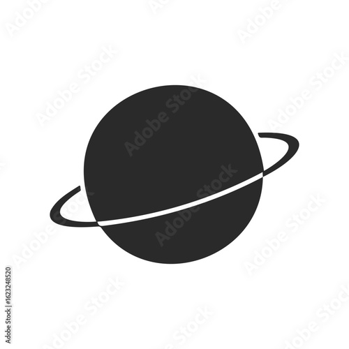 Minimalist black and white saturn icon with rings