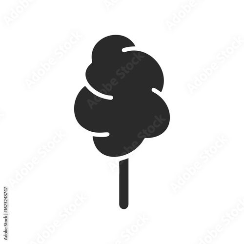 Black silhouette of cotton candy on stick - sweet treat icon