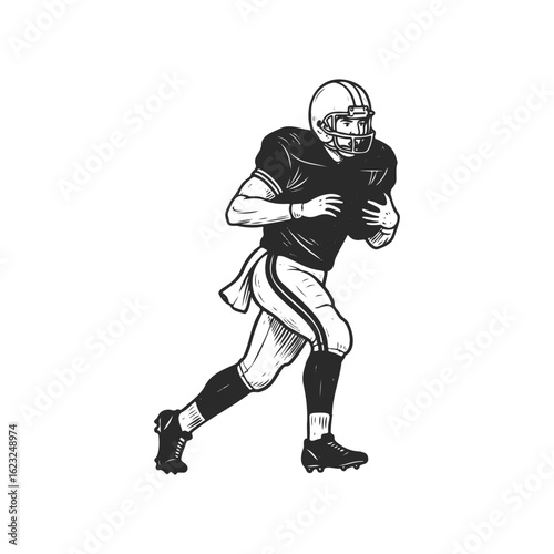 American football player illustration drawing in action pose