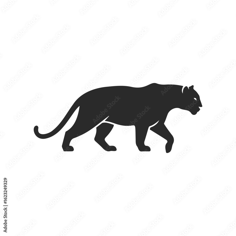 Obraz premium Silhouette of a panther walking - black wild cat illustration