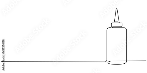 Lubricant oil and bicycle chain, Bicycle Chain Lubricant Bottle continuous one line drawing, Dropping oil. 
