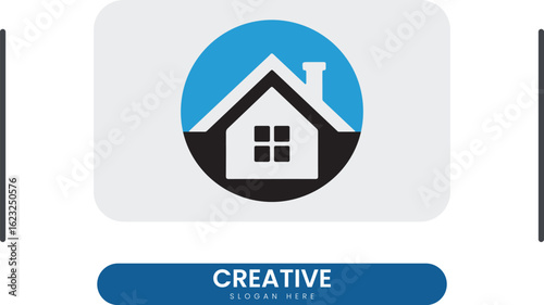 Abstract House in Circle Real Estate Logo