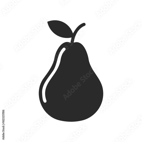 Minimalist black and white pear silhouette design